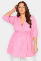 yours top rosa claro cruzado con textura mujer curvy y tallas grandes yours