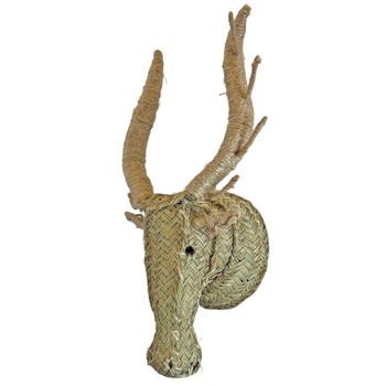 Cabeza de esparto ciervo decoración de pared 72 x 27 cm