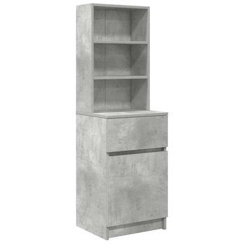 Mesilla De Noche | Mesita De Noche Gris Hormigón 39x35x125cm Madera De Ingeniería