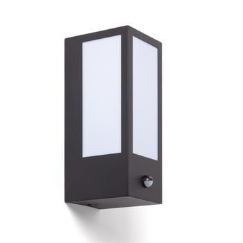 Aplique De Pared Exterior Acero Inoxidable Con Detector De Movimiento Gakom Opal Negro
