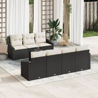 conjunto de sofa de jardin de 8 piezas con cojines ratan negro v2133 unico  negro
