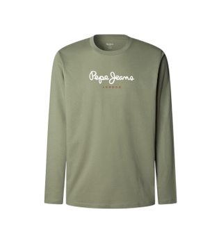 Pepe Jeans para hombre. PM5010135 Camiseta Eggo L verde (L), Casual, Algodón, Manga larga