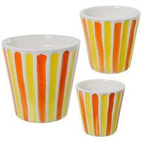 set 3 maceteros amarillo naranja y blanco