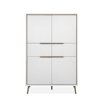 Aparador alto 4 puertas 2 cajones a140 cm - roble y blanco