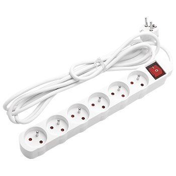 Aigostar Regleta alargador de 6 Tomas con Interruptor y Protección Infantil, 5 M, Blanco, 16A 250V