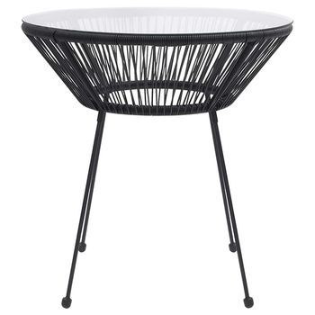 Mesa De Comedor De Jardín | Mesa De Exterior Acero Y Vidrio Negra Ø70x74 Cm