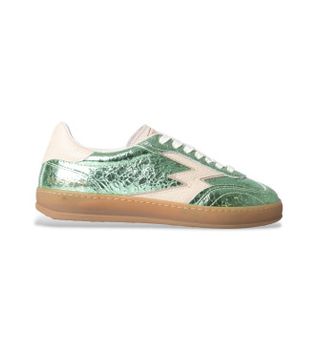 MOA Concept para mujer. CL292 Zapatillas de Piel Club verde (38), Plano, Cordones, Casual