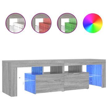Mueble Tv | Mueble De Salón | Armario Tv Con Luces Led Gris Sonoma 140x36,5x40 Cm