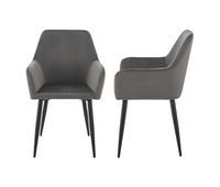 juego de 2 sillas de comedor hollola terciopelo y acero 86 x 57 x 56 cm- gris oscuro encasa