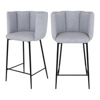 set de 2 sillas para isla de cocina en tela gris claro 67 cm