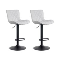 set de 2 taburetes de bar regulable en simil cuero blanco