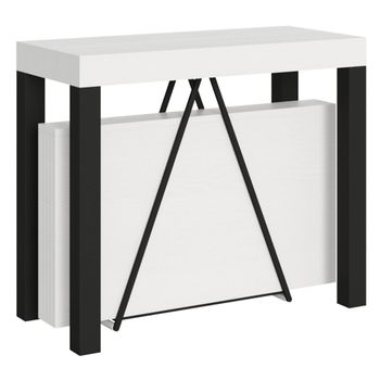 Consola extensible 90x40/300 cm efecto madera, fresno blanco