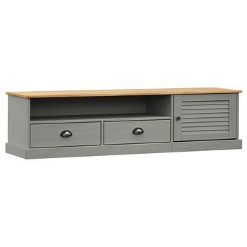 Mueble Para Tv Vigo Madera Maciza De Pino Gris 156x40x40 Cm Vidaxl