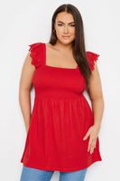 yours top algodon rojo nido de abeja con tirantes bordados mujer curvy y tallas grandes yours