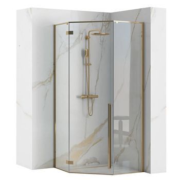 Cabina De Ducha Rea Diamond Gold+ Plato De Ducha Diamond White 90x90