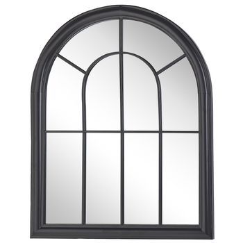 Espejo De Pared De Metal Negro 69 X 89 Cm Efecto Envejecido Forma De Ventana Tradicional Vintage Embry