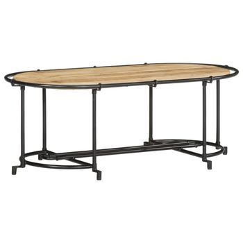 Mesa De Centro Madera Maciza De Mango Rugosa 110x55x40 Cm Vidaxl
