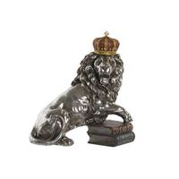 figura resina 42x25x45 leon envejecido plateado