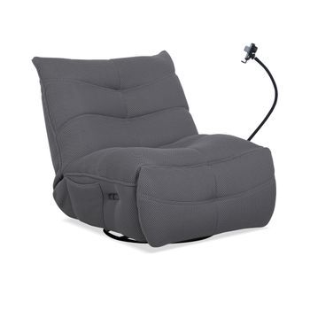 Sillón Gaming Dami Con Reposapies Elevable Y Brazo Articulado En Color Gris