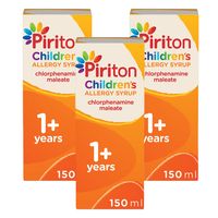 piriton hayfever  allergy relief syrup for children - 150ml - 3 pack