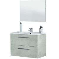 mueble bano con espejo 2 cajones color cemento 80x45x57 cm sin lavamanos