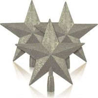 3 piezas de estrella de plastico brillante de 10 pulgadas para la punta del arbol de navidad dorada