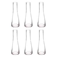 pack 6 floreros de cristal con base ancha 6x6x22 cm color transparente