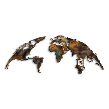 Decoración Pared De Metal Mapamundi Medium-3 Multicolor 150x59 Cm