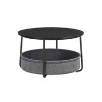 mesa de centro redonda con almacenamiento negro tinta  gris pizarra