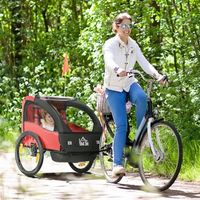 remolque de bicicleta para ninos 18 meses de 2 plazas rojo homcom