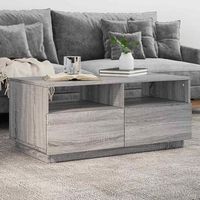 vidaxl mesa de centro con luces led gris sonoma 90x49x40 cm