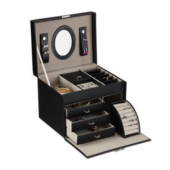 Joyero Con Espejo - Black/silver/grey - 23.5x28x24cm