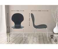 set 8x sillas de visita diego apilable madera negro 45x43x86 cm