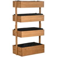 outsunny jardinera de madera de 4 niveles jardinera vertical con orificios de drenaje 80x45x142 cm para exterior naranja   aosom espana