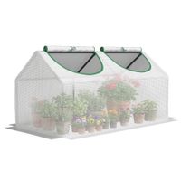 outsunny invernadero de terraza 120x60x60 cm caseta de acero con 2 ventanas enrollables vivero casero para cultivos flores translucido   aosom espana
