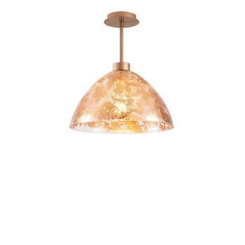 Lámpara De Techo Bergama-n-145 Cobre Metal Vidrio Diámetro 34x37 Cm