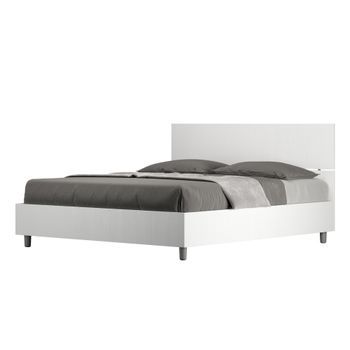 Cama Doble Con Canapé Demas 160x190 Con Cabecero Recto, Color Fresno Blanco