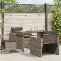 conjunto de sofas de jardin 4 uds  mueble jardin mesa y sillas y cojines ratan sintetico gris cfw603194