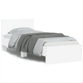 Cama Individual | Cama Para Adultos | Estructura Cama Con Cabecero Madera Ingeniería Blanco 90x200 Cm