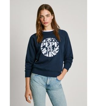 Pepe Jeans para mujer. PL581478 Sudadera Elena marino (XS), Casual, Algodón, Sostenible
