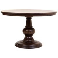 mesa de comedor redonda de madera de mango acabado color nogal 120x77