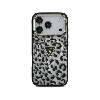 Guess Funda Para Iphone 17 Pro – Carcasa Pc+tpu Con Magsafe Leopardo Negra Con Brillos, Diseño Elegante Y Ajuste Preciso