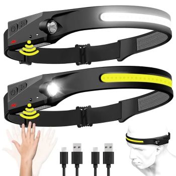 Linterna frontal LED de inducción para búsqueda de acampada, linterna frontal recargable por USB, luz de trabajo con batería integrada, 1/2/3 Uds.