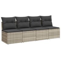 sofa de jardin  sofa de exterio con cojines 4 plazas ratan sintetico gris claro