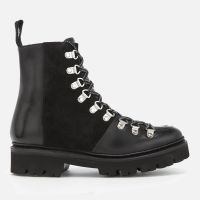 grenson womens nanette leather hiking lace up boots - black - uk 3