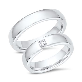 Alianzas oro blanco 18 quilates con diamante