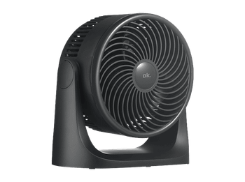 Ventilador de sobremesa - ok. OTF 202826 ES, 28W, 3 Velocidades, Mesa/Pared, Inclinación Ajustable, Negro