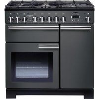 professional deluxe 90 cm dual fuel range cooker - slate  chrome red