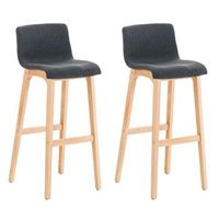 juego de 2 taburetes de bar de diseno con estructura de 4 patas de madera y asiento de tela gris oscuro 100004212