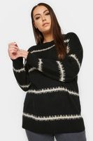 yours jersey de punto negro con rayas efecto plumas mujer curvy y tallas grandes yours